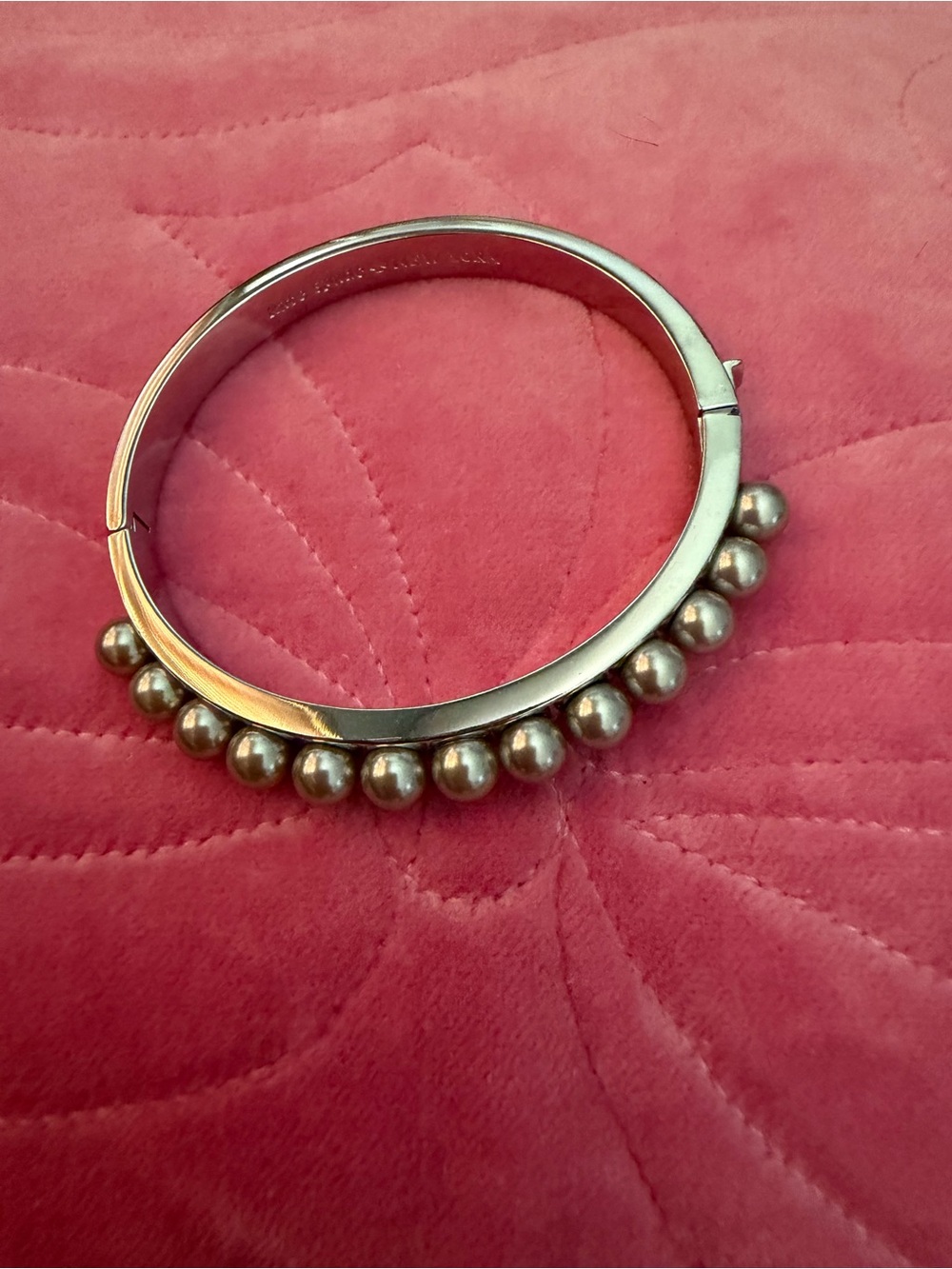 kate spade Silver Beaded Hinged Bangle Bracelet
